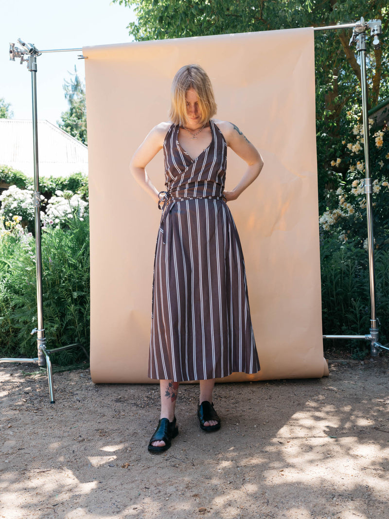 The Abby Skirt in Brown Stripe