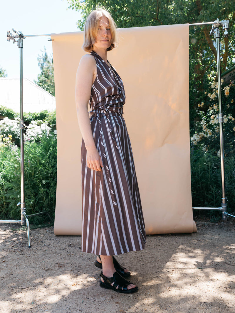 The Abby Skirt in Brown Stripe