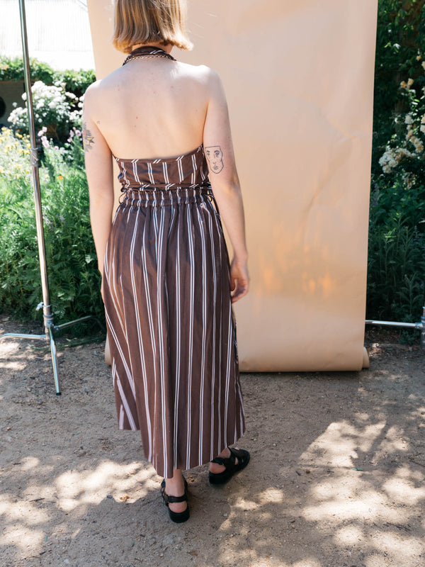 The Abby Skirt in Brown Stripe