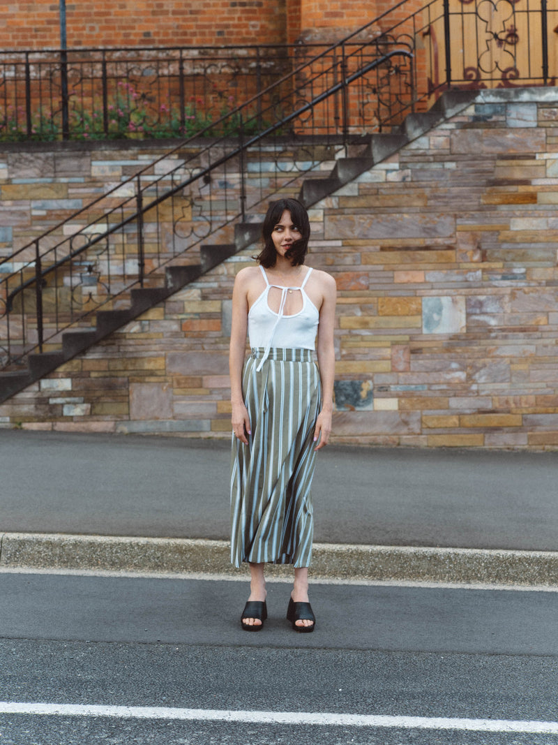 The Abby Skirt in Olive Stripe