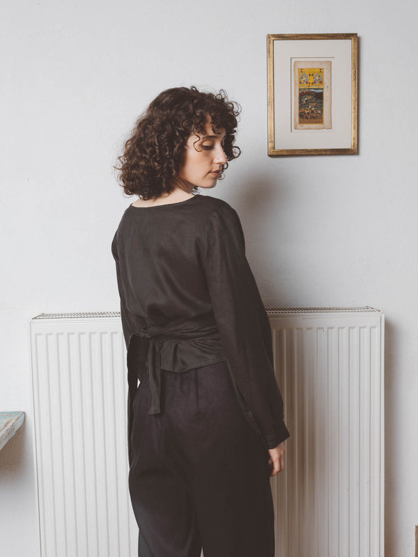 Jude Wrap Top in Black Olive
