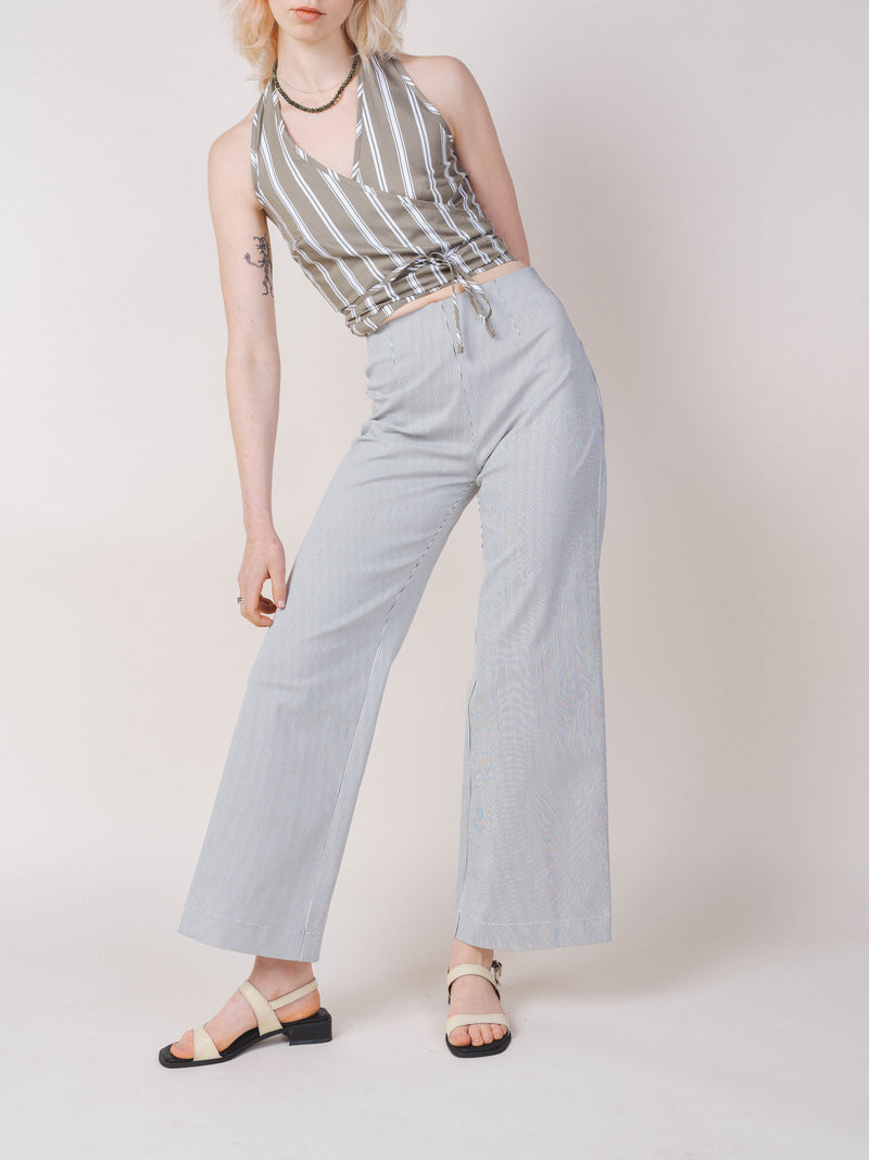 Veneer Halter Top in Olive Stripe