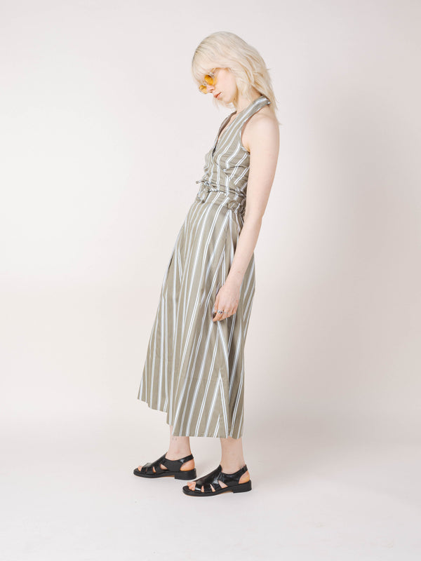 The Abby Skirt in Olive Stripe